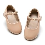 ESTINE Mary Jane Flats for Little Kids Toddler Baby Girls Glittery Dress Princess Ballet Shoes(309-Nude,6M)