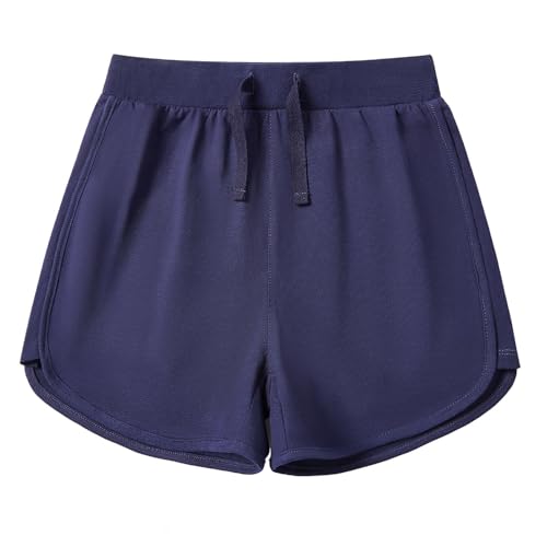 Kid Nation Girls Athletic Shorts Cotton Girls Running Shorts with Pockets Drawstring Kids Soccer Gym Workout Sports Active Shorts Navy 10-12 Years
