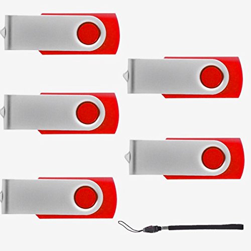 Lot de 5 clés USB 2.0 pivotantes (4 Go/2.0, rouge)