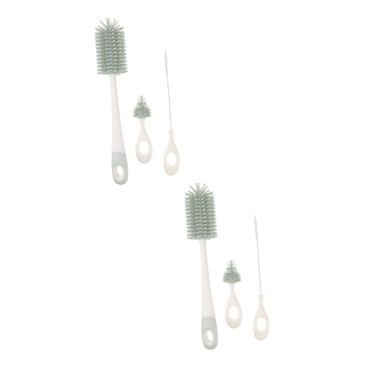 Toyvian 2pezzi Spazzola Per Pulizia Biberon Silicone Con Manico Lungo Set Rotante Per Pulizia Completa Di Biberon Succhietti e Tazze Facile Da Usare e Durevole Verde