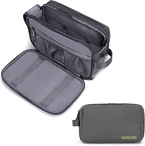 Image of Handcuffs Multi-Pocket Toiletry Bag for Men & Women, Travel Pouch for Toiletries Shaving Kit & Cosmetics, Water Resistance Pouch, Travel Pouch for Make Up (Grey)