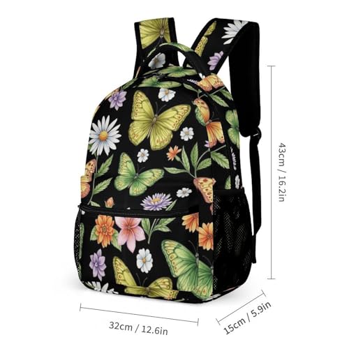 Backpack Bookbag Set Butterfly (116) Backpack with Lunch Bags and Makeup Bag Shoulder Bag with Lunch Box Storage Bags2