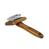 alcott Bamboo Groom Slicker Brush Größe S I Tierhaarbürste für jedes Fell I Unterfellbürste I Hundebürste mit abgewinkelten Edelstahlpins I Bürsten zur Fellpflege aus Bambus I Bürste für Katze & Hund