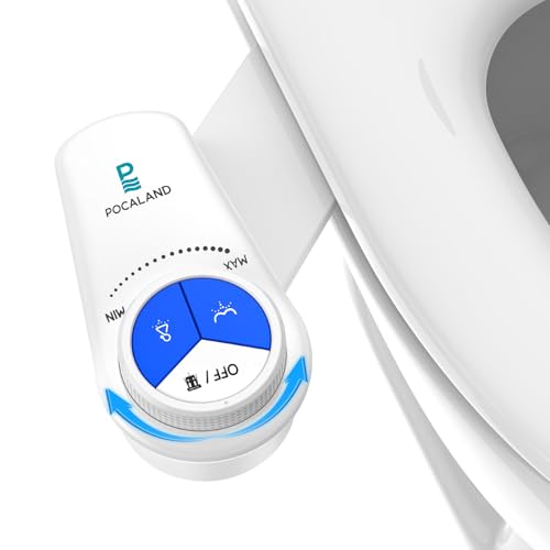 Bidet Attachment for Toilet Seat, Non-Electric Cold Water Bidet with Pressure Controls, Dual Nozzles for Frontal & Rear Wash, Retractable Self-Cleaning for Female & Old- White