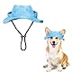 Hunde Sonnenhut,1 Stück Verstellbar Hunde Sonnenschutz Mütze Mit Ohrlöchern, Runde Krempe Hunde Visier Cap Haustier Fischerhut für Welpen Kleine Hunde, Katzen Outdoor-Sport(Blau, M)