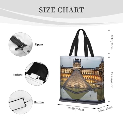 Bolso tipo Hobo para mujer con cremallera, bolso grande de hombro para compras y viajes, inspirado en el Museo del Louvre en París miniatura 6