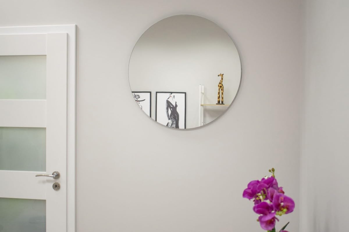 Espejo Redondo de 80 cm - Espejo Decorativo de Pared para Baño, Tocador, Sala de Estar y Dormitorio | Baño, pasillo, versátil, duradero, fácil de montar, incluye tornillos