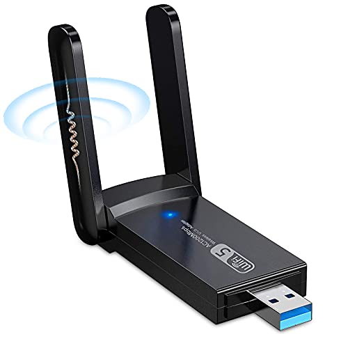 Wireless USB WiFi Adapter for PC, 1200Mbps Dual Band 5GHz 2.4GHz WiFi Adapter for Desktop PC,USB 3.0 WiFi Dongle 802.11AC with High Gain Antenna,MU-MIMO, Support Mac OS 10.15 Windows 10 8.1 8 7  XP