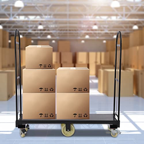 U-Boat Steel Cart, Heavy Duty Platform Truck Dolly, Utility Flatbed Cart with 6 Wheels, 2000lbs Capacity