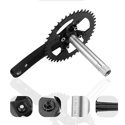 MLIKYRGK Fat Bikes Crankset Hollow Integrated 170mm Crank Arm Set 32T/34T/36T/38T/40T/42T Single Chainring Aluminum Alloy Snow/Beach Bikes Crankset with Bottom Bracket(32T-Shaft 192MM+BB)