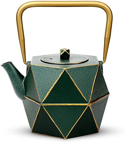 Toptier Cast Iron Teapot, Stovetop Safe Japanese Cast Iron Tea Kettle, Diamond Design Tea Pot with Removable Infuser for Loose Tea, 30 Ounce (900 ml) - Thumbnail 3