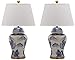 SAFAVIEH Lighting Collection Shanghai Chinoiserie Blue/ White Ginger Jar 29-inch Bedroom Living Room Home Office Desk Nightstand Table Lamp Set of 2 (LED Bulbs Included)
