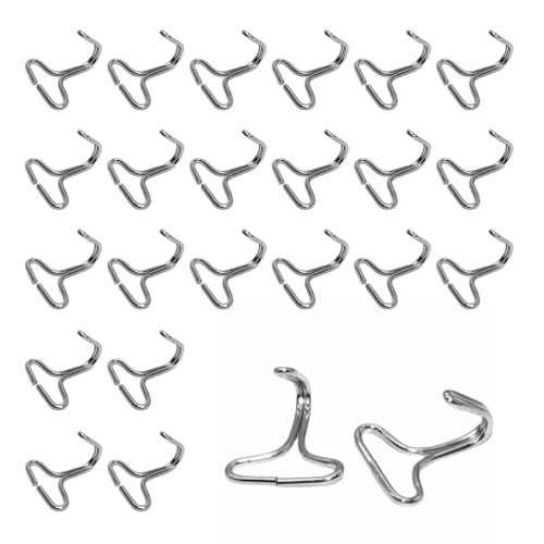 QUUPY 24 silberfarbene Autositzbezugshaken aus Metall, Verriegelungsclips, Sitzmatte, Pad, Befestigungshaken, Autozubehör