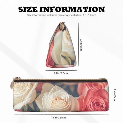 STVYUKL Trousse à crayons souple avec fermeture éclair - Motif roses - En cuir - Pour le travail et le bureau – vue 5