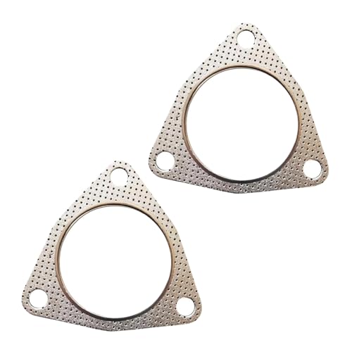 Icyfond 2PCS Exhaust Gaskets, 3" 3-Bolt Stainless Steel Exhaust Flange Gasket, High Temp Multifunctional Muffler/Header/Manifold/Catalytic Gaskets, Universal Exhaust Pipe Interface Gasket for Most Car