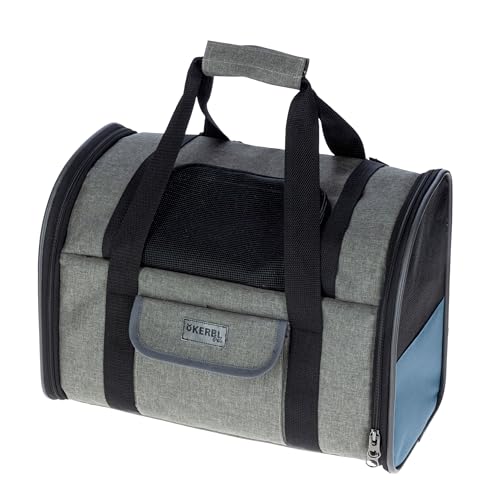 Kerbl Pet Zaino per cani Vacation, trasportino per cani, grigio, blu, 43x24x30cm, tessuto Oxford, cani di piccola taglia, gatti, robusto, resistente allo sporco