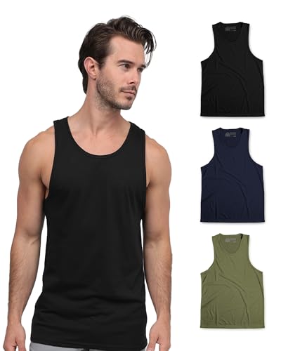 INTO THE AM Basic Tank Tops for Men - Minimal Plain Tanks for Beach Exercise Casual Wear S - 2XL