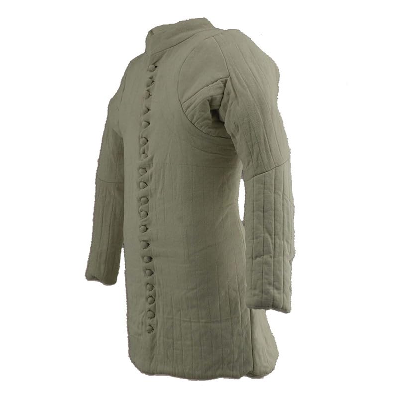 Medievals Padded Quilted Jacket Gambeson Cotton Aketon for Renaissance SCA Cosplay Costumes White