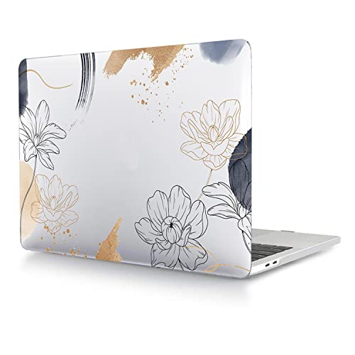 Funda MacBook Air 13 pulgadas A1466 carcasa de plástico rígido transparente con flores A1369