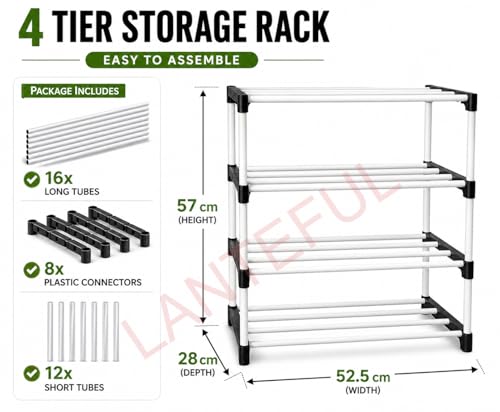 Image of LANTEFUL 4 layer Spice Rack For Your Kitchen container set | Countertop Spice And Masala Rack Spice Boxes Organizer Kitchen Stand | Multi Use Wardrobe Bookshelf Collapsible Quick Assembly | Plastic
