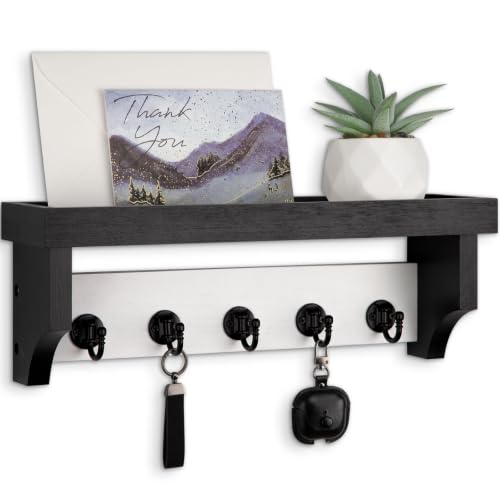 Lucundm Key and Mail Holder Wall Mount, Mail Organizer with 5 Key Hooks