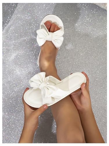 Image of GORGLITTER Girl's Slip on Sandals Bow Sandals Round Open Toe Beach Sandals