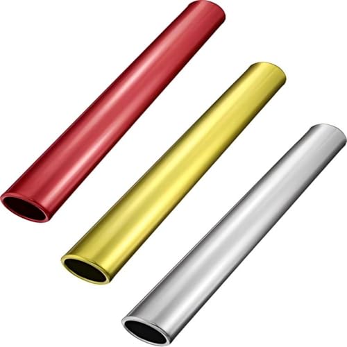Zhehao 3 Pcs Aluminum Track Field Relay Baton Race Batons Equipments Running Track Relay Batons Suitable for Sports Outdoor Practice Athlete Students Office Field Race Tools(Gold Silver Red)