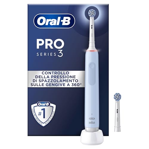 Oral-B Spazzolino Elettrico Ricaricabile Pro Series 3 Blu, 2 Testine di Ricambio. 1 Spazzolino