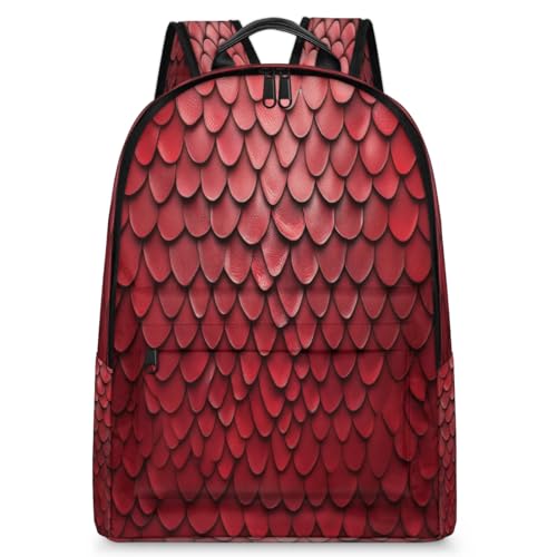 Sac à dos rouge en peau de serpent idéal pour les voyages et l'école