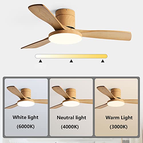 Ventilateur de plafond avec lampe LED dimmable et télécommande à 6 vitesses pour salon
