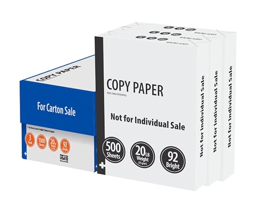 Copy Paper, 8.5 x 11, 92 Bright, White, 20 lb., 3 Ream Case (1,500 Sheets)