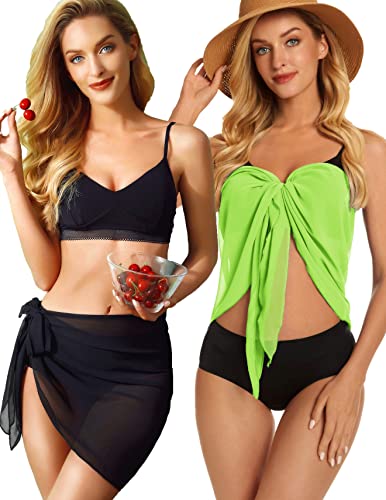 Image of Swimsuit Coverups for Women Sarong Beach Bikini Wrap Sheer Short Skirt Chiffon Scarf for Swimwear