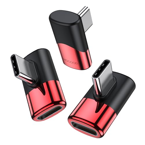 MOGOOD 90 Grad USB C Recht Winkel Adapter USB C Stecker zu C Buchse Extender USB Typ C Thunderbolt Extender für MacBook Pro, iMac, iPad Pro,Tablet,Telefone,Nintendo Switch,und andere Typ C Geräte