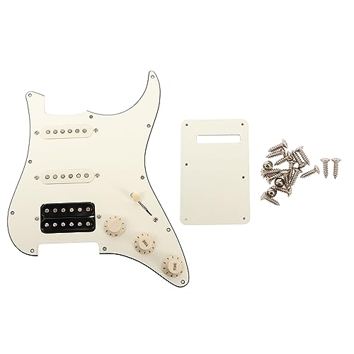 Electric Guitar Pickguard White Loaded Scratch Plate, Durably Plastic and Metal, Installation, Split Coil Tonal Effects, Built i