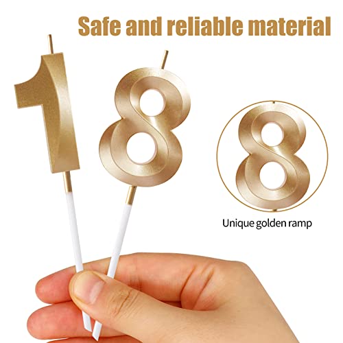 Miniatura 4 de Aiyong Velas De Cumpleaños 18, Vela Número 18, Vela De Cumpleaños Para Pasteles, Velas Doradas Para Cumpleaños, Decoraciones Para Tartas Fiestas Cumpleaño, Bodas De Celebración, Aniversario