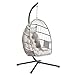 SONGMICS Silla Colgante de Exterior, Cesta Plegable, Sillón Hamaca Tipo Huevo, Altura Ajustable, Bolsillo Lateral, Asiento Acolchado, para Sala de Estar, Jardín y Balcón, Blanco GDC050WZ01