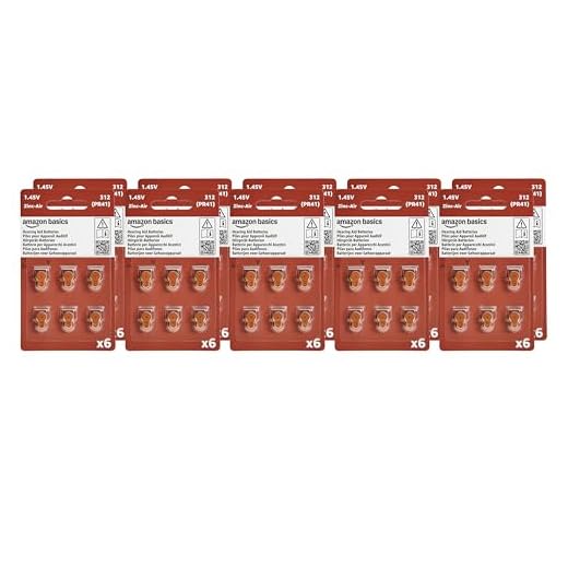 Amazon Basics 1.45 Volt Hearing Aid Batteries, Brown Tab - Pack of 60, Size 312 - Improved Performance