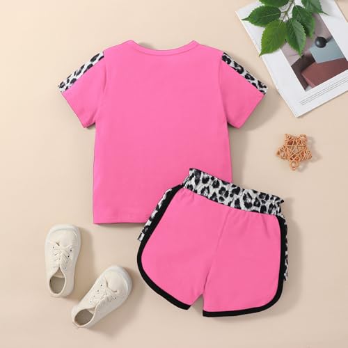 Image of FOCUTEBB Toddler Girl Clothes Baby Leopard T-Shirt Shorts Summer Set 18M-8Y