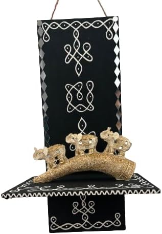 Generic Jenise Wall Hanging Candle Scones Wall Mounted Decor Wodden Candle Holders for Flower Vase Handmade Hanging Wall Sconces Indian Pooja Decorations for Home