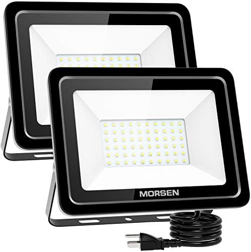 MORSEN 60W Outdoor LED Flood Light, Waterproof IP66 Floodlight, 6000 Lumen, 5000K Daylight White, 350W HPS Equivalent, for Yard, Garden, Garage, ...