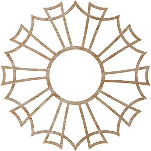 Image of Ekena Millwork 28 inchOD x 9 7 /8 inchID x 3 /8 inchT Augustus Wood Fretwork Pierced Ceiling Medallion, Red Oak