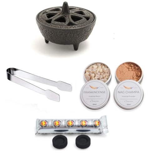 Kit brûleur d'encens en fonte sécurisé pour brûler le charbon sans risque
