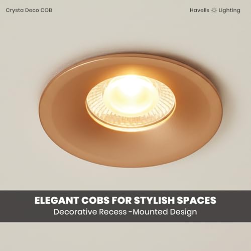 Image of Havells Crysta Deco Cob 7W 4K Rose Gold,Led-Spotlights,Energy Efficient,Long Life of 25000 Burning Hours,Beam Angle of 36,Metal Body Cob with Independent Driver,Natural Daylight (4000K) Pack of 10