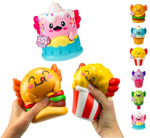 JA-RU Jumbo Foamie Axolotl Smushy Foodie (3 Axolotls Assorted) Ugly Cute Squishy Snack Toy for Boys & Girls. Slow Release Fidget for Kids, Teen, & Adult. Snaxolotl Collectible Party Favor. 4740-3