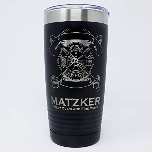 Firefighter Maltese Cross Personalized Engraved Insulated Stainless Steel 20 Oz Tumbler #TOP6