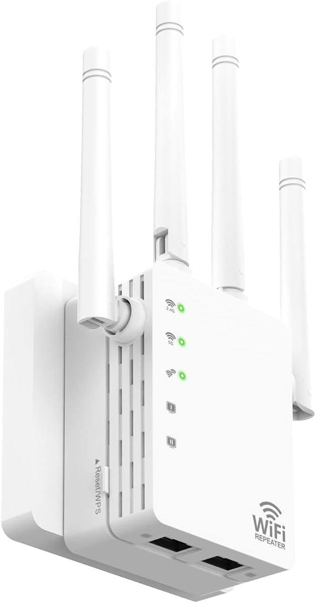 1.2Gbps Dual Band WiFi Extender, EasyMesh Compatible, 12880 Sq.Ft Coverage, WiFi Extender Signal Booster Supports 105 Devices with one Ethernet Port