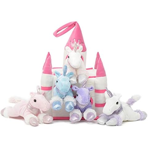 Unipak Plush Pink and White Castle with Five Stuffed Animal Unicorns Cover
