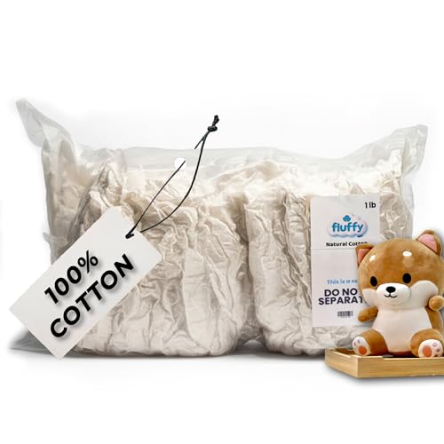Migasa Fluffy Natural Cotton Stuffing – 1 lb Bag – Soft, Fluffy & Raw Cotton Fiber Fill for Pillow Stuffing, Plush Toys, DIY Crafts & Quilts – Eco-Friendly, Unprocessed & Chemical