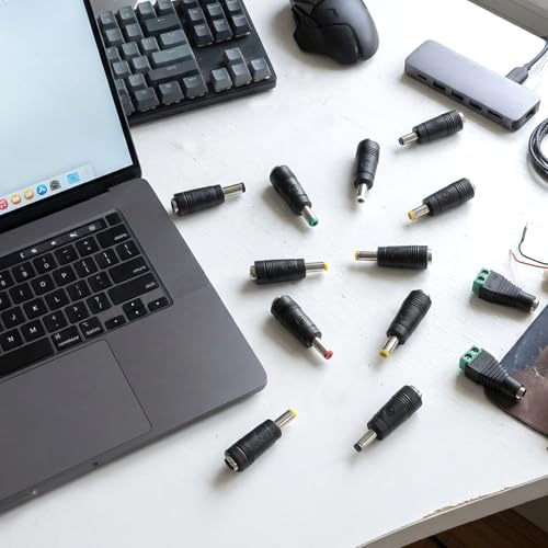 11 Pcs Power Adapter Plug, Universal DC Power Adapter Plug Kit, Connector Tips for Laptop, LED Strip, Router, Camera, AC Charger, 5.5mm x 2.1mm Female Base