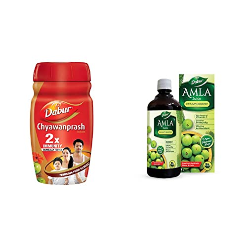 Image of Dabur Chyawanprash 2X Immunity - 1kg & Dabur Amla Ayurvedic Juice: 100% Ayurvedic Health Juice - 1L